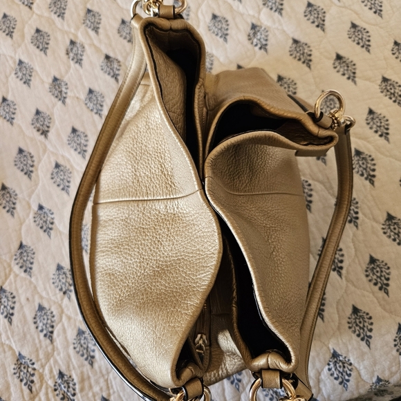 Coach Madison Phoebe Polished Gold Metallic Medium Slouchy Leather Hobo Handbag - Picture 9 of 16